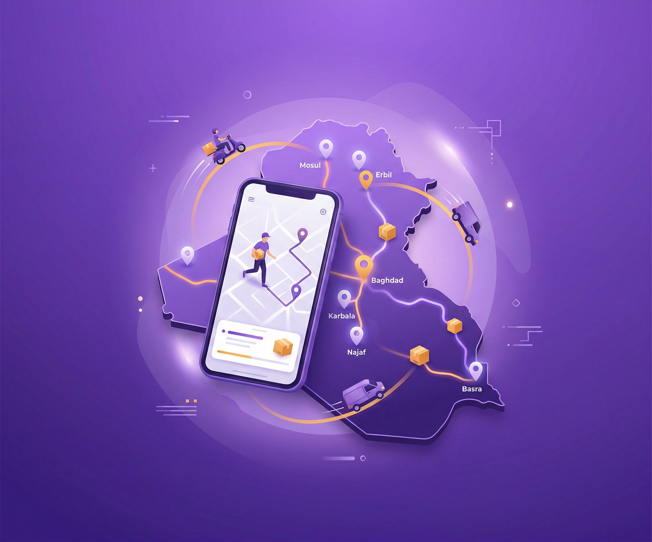 ProtoPost mobile app showing real-time package tracking and delivery features